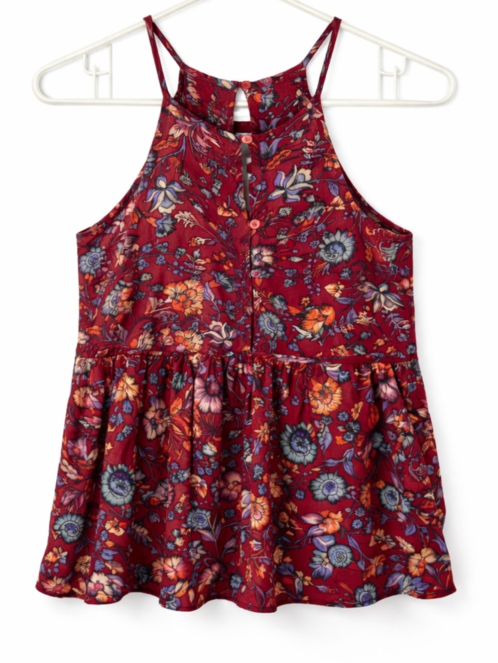 AE American Eagle Y2K Floral Babydoll Tank Red Boho Festival XS